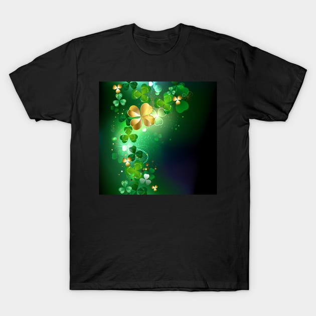 Glowing Golden Shamrock T-Shirt by Blackmoon9